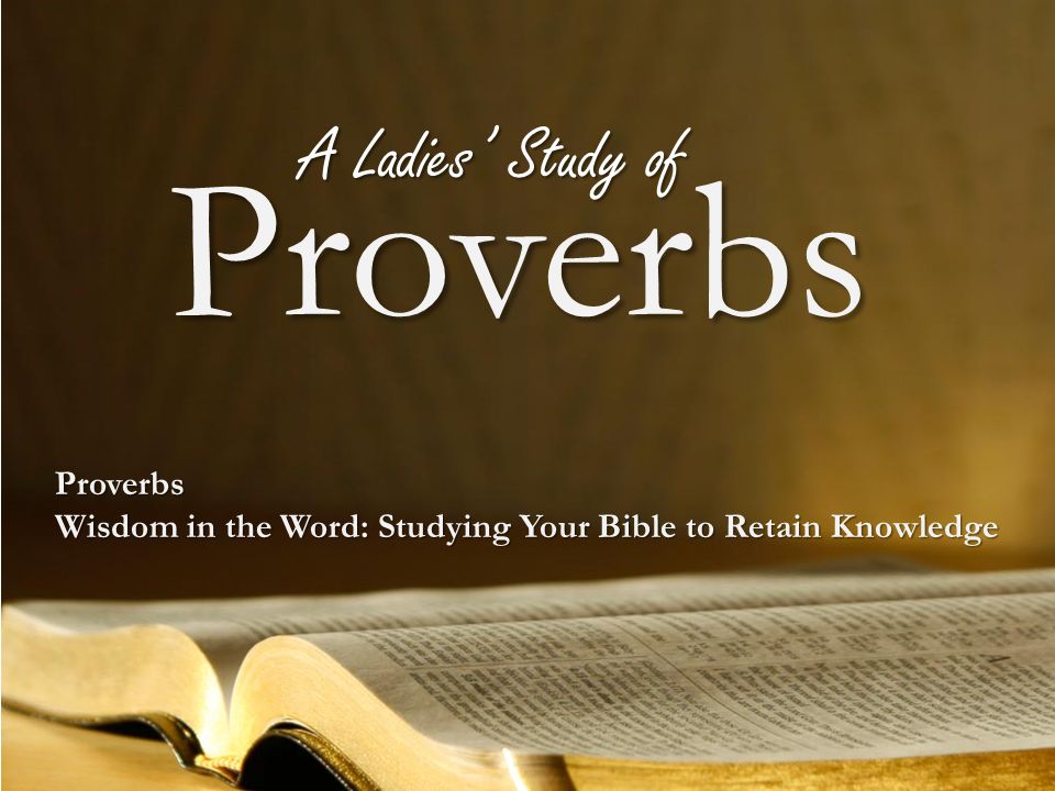 Proverbs Proverbs Wisdom in the Word: Studying Your Bible to Retain Knowledge A Ladies’ Study of