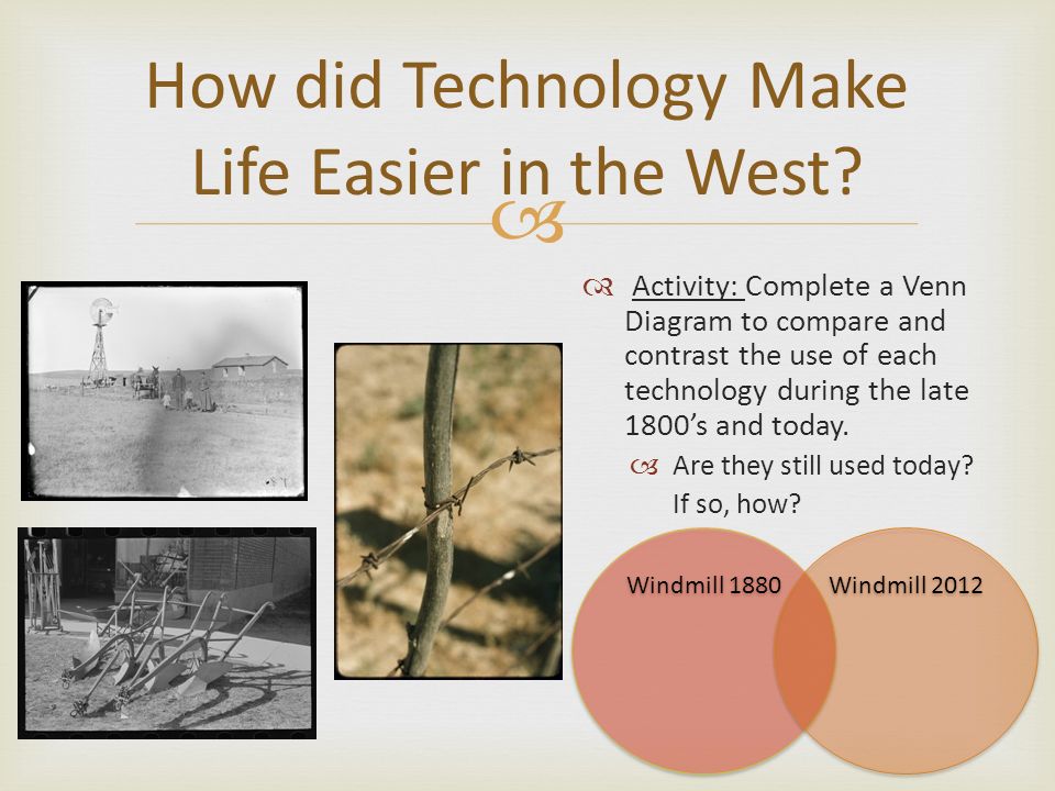   Activity: Complete a Venn Diagram to compare and contrast the use of each technology during the late 1800’s and today.