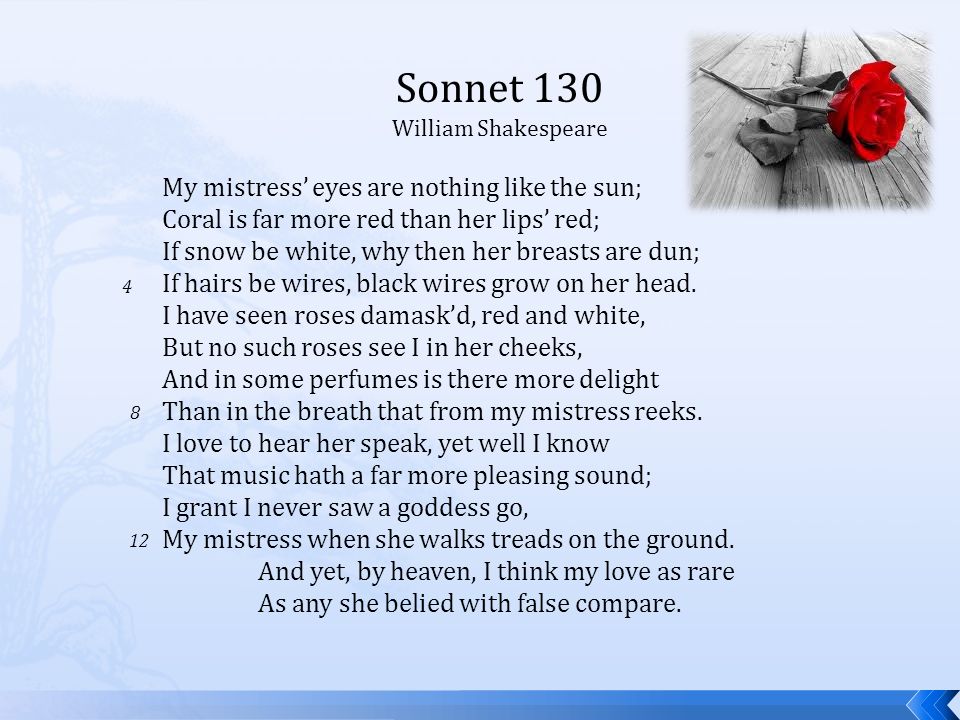 Реферат: Sonnet 130 Essay Research Paper Sonnet 130William