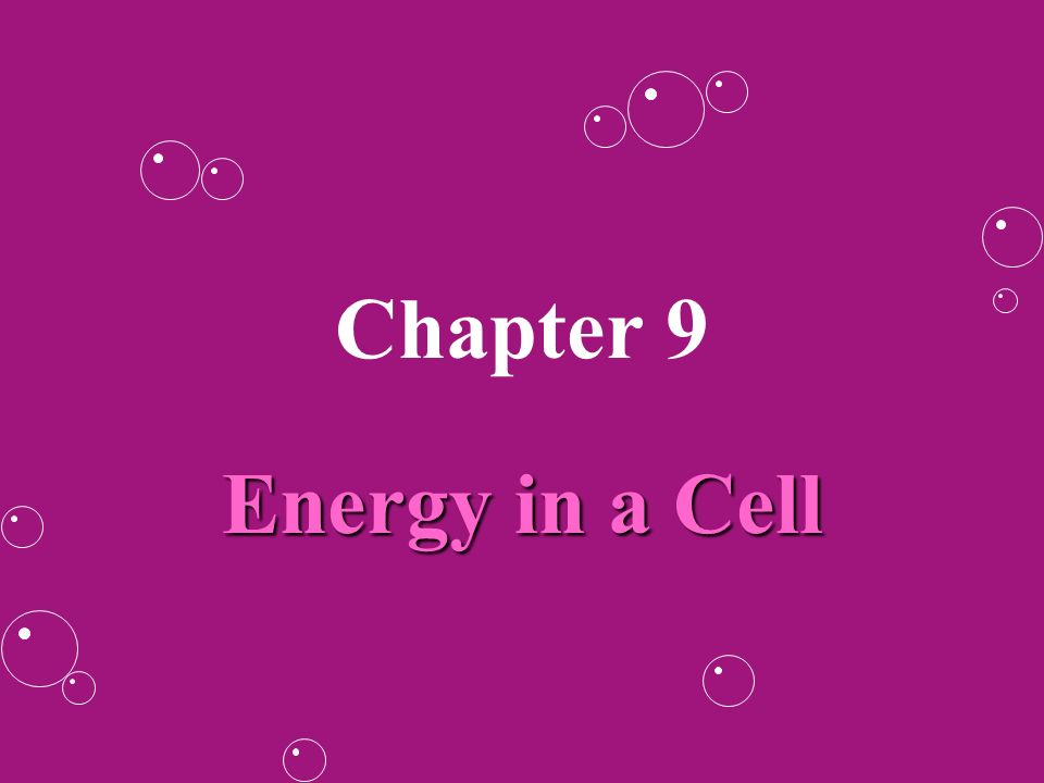 Chapter 9 Energy In A Cell Cells Need Its Essential To Chapter 9 Energy In A Cell Cells Need