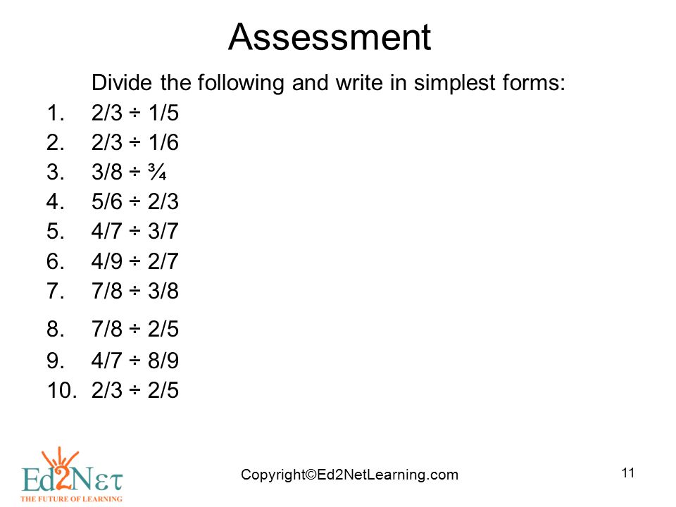 Copyrighted2netlearningcom 1 Dividing Fractions And