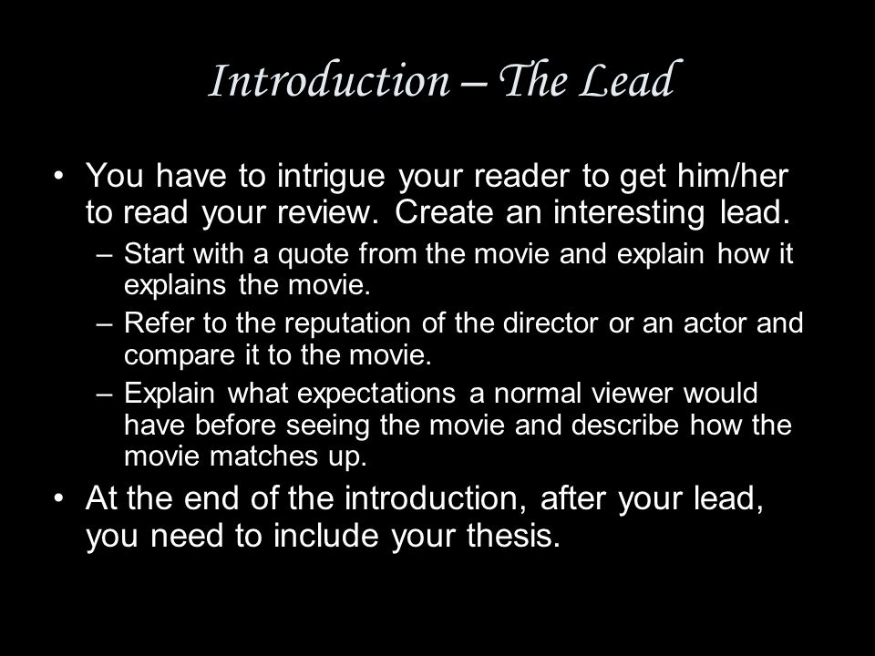 how to write an introduction for a movie review