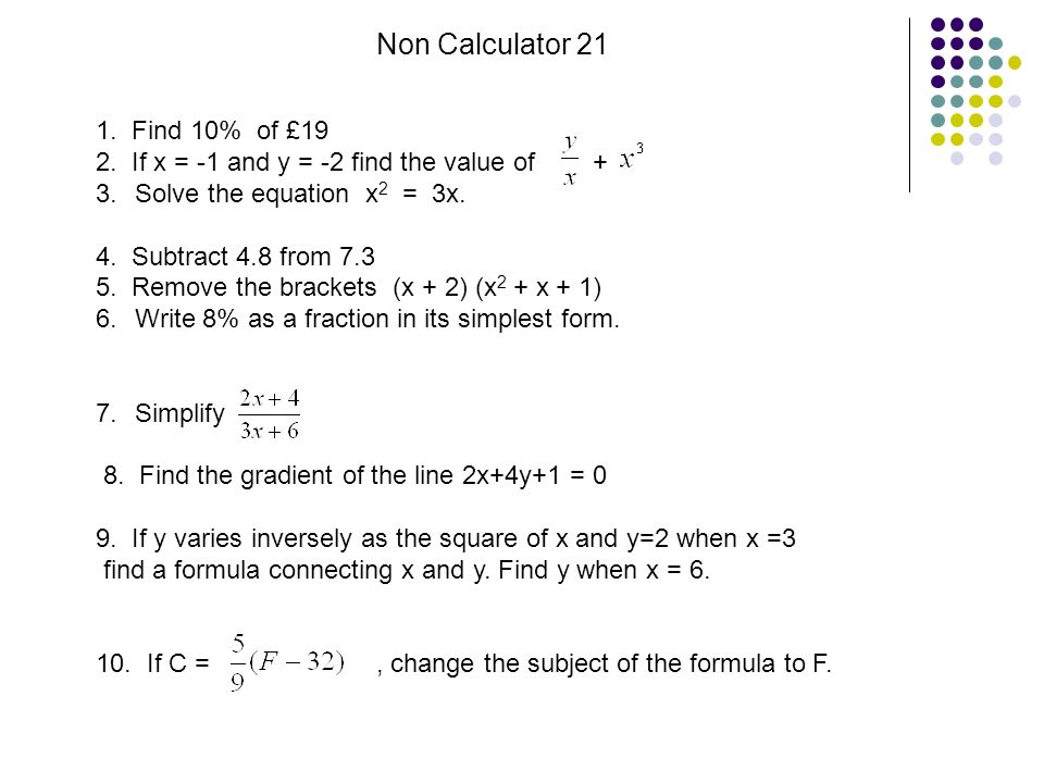 Non Calculator Tests Fourth Year Non Calculator Tests Click On A Number In The Table Ppt Download Non Calculator Tests Fourth Year Non Calculator Tests Click On A Number In The Table Ppt Download