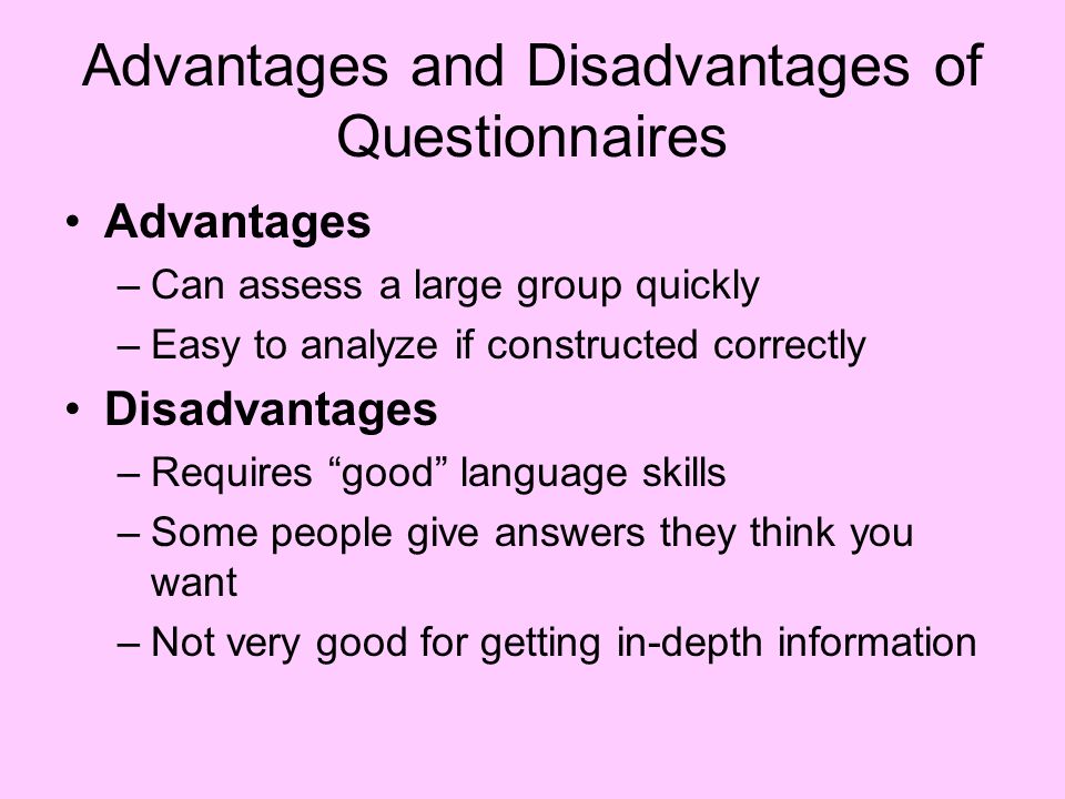 advantages of questionnaire method