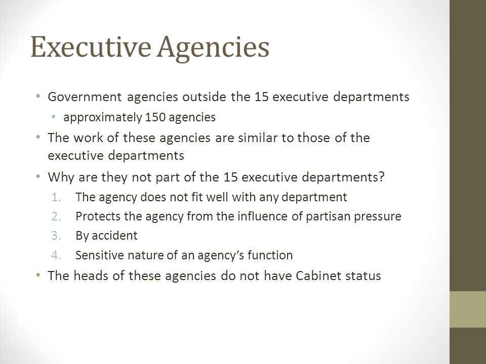Executive Branch The Cabinet And Executive Agencies Ppt Download
