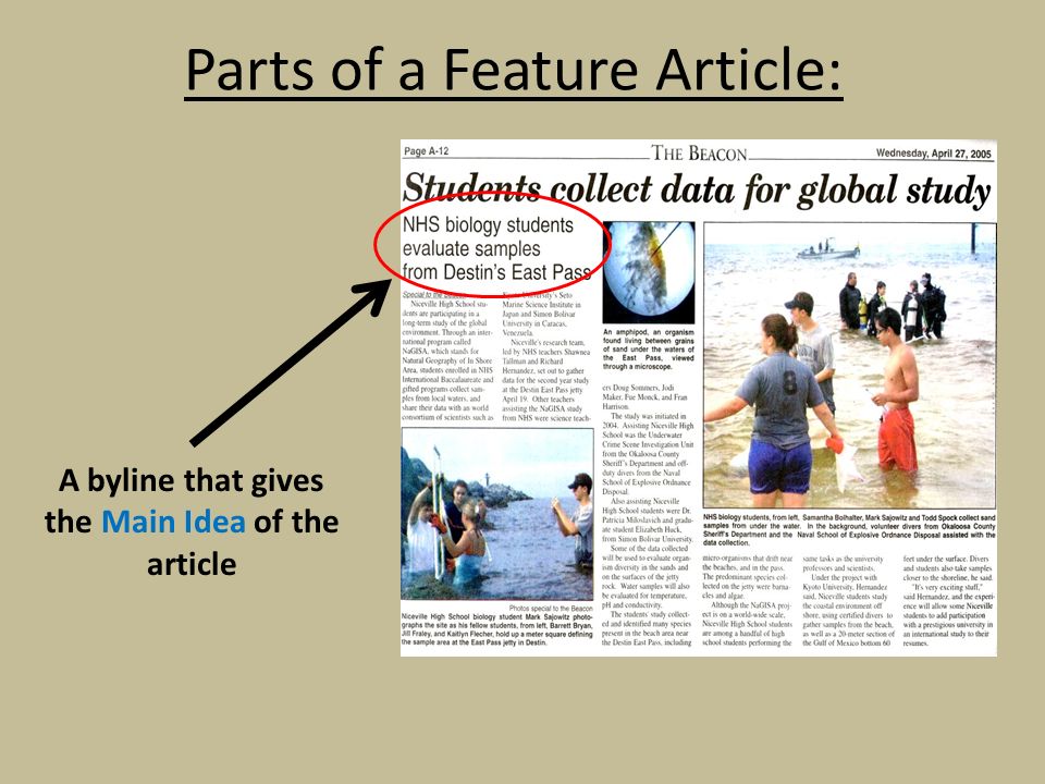 Feature Articles. A feature article is: A special style of writing that  gives readers true information about an interesting topic. A writing piece  that. - ppt download