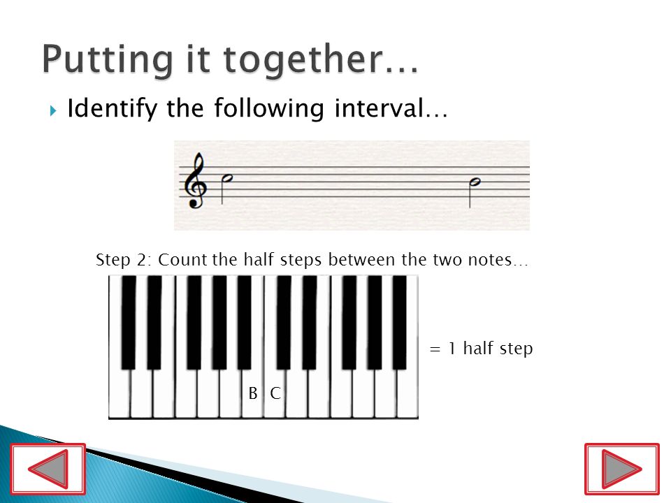  Identify the following interval… Step 1: Identify the lower note. * Click to listen*