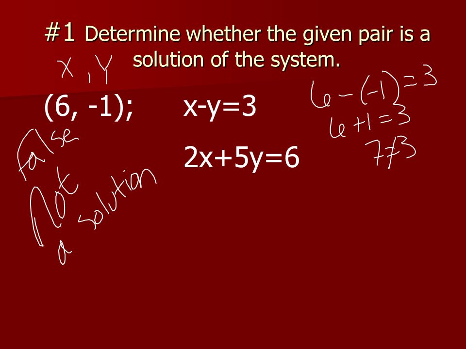 Bingo Algebra 1 Chapter 8 1 Determine Whether The Given Pair Is A Solution Of The System 6 1 X Y 3 2x 5y 6 Ppt Download