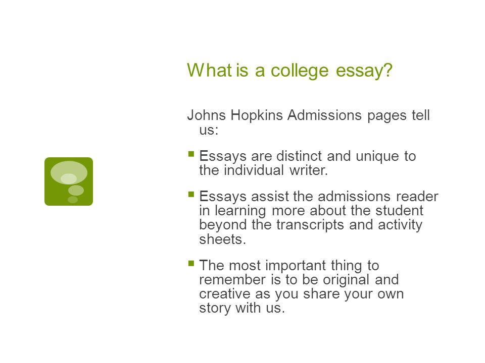 Writing college admission essay john hopkins