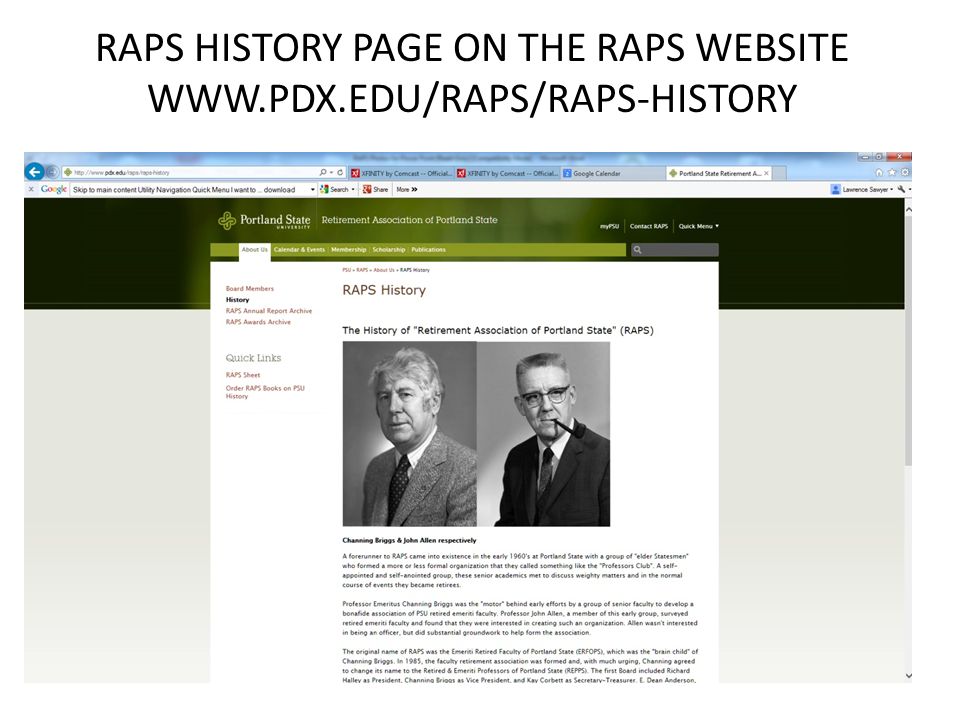 RAPS HISTORY PAGE ON THE RAPS WEBSITE