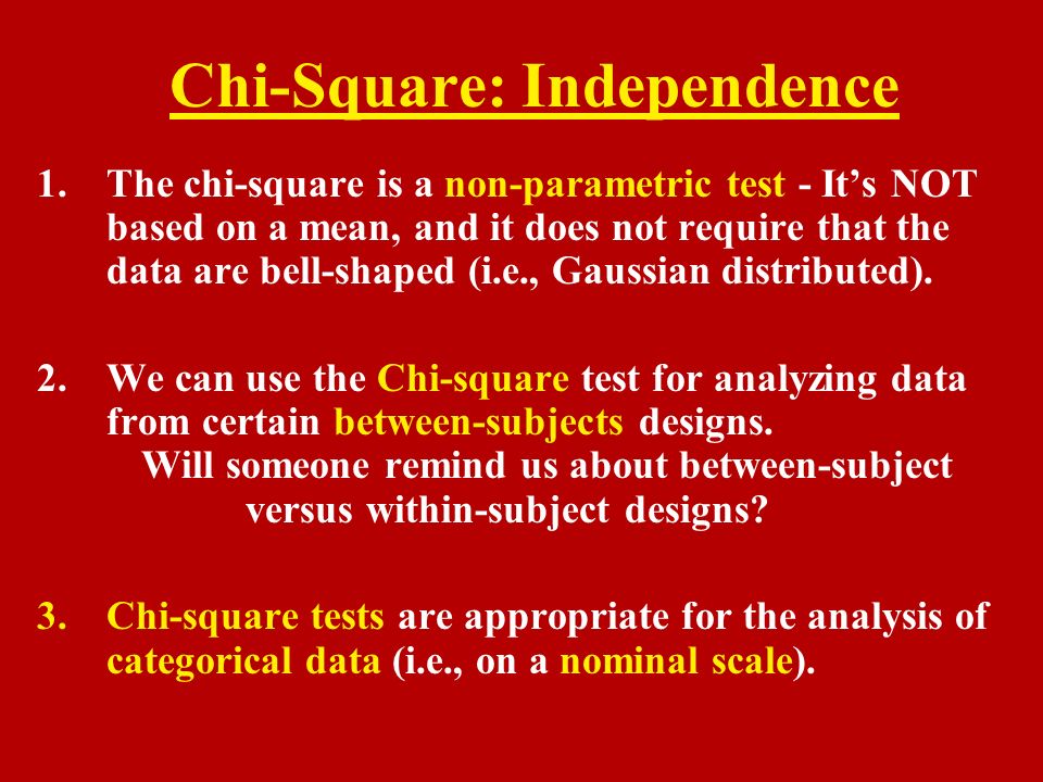 Outline of Today's Discussion 1.The Chi-Square Test of Independence 2.The  Chi-Square Test of Goodness of Fit. - ppt download