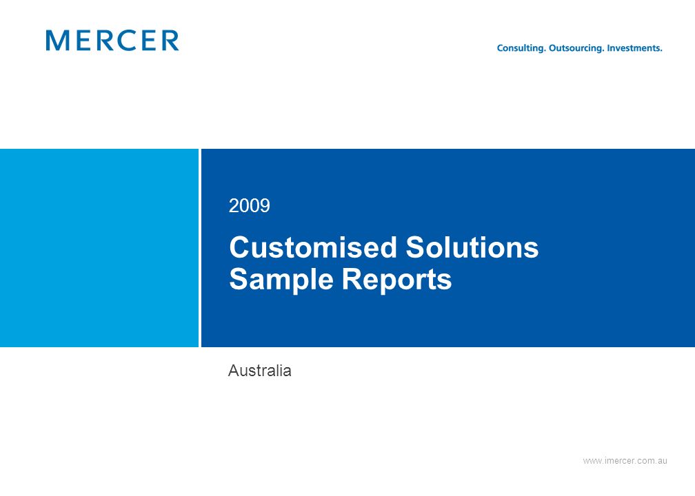 Customised Solutions Sample Reports 2009 Australia