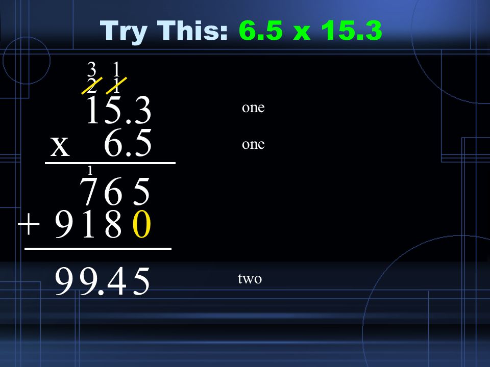 Try This: 6.5 x x one two.