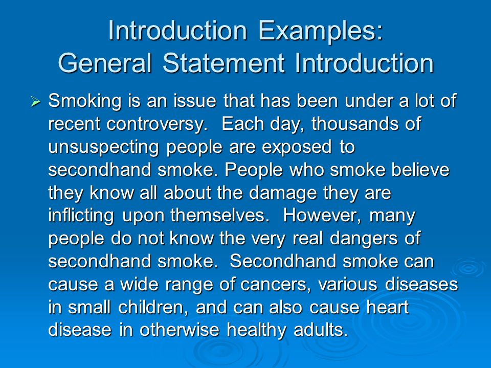 small paragraph about smoking