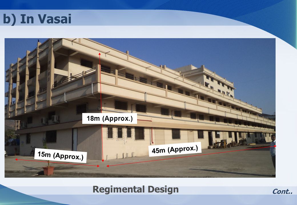 b) In Vasai Cont.. Regimental Design 15m (Approx.) 45m (Approx.) 18m (Approx.)