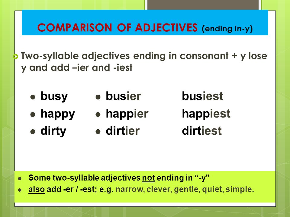 Adjective y. End прилагательное. Adjectives end y. Adjectives Ending in -ed. Two syllable adjectives.
