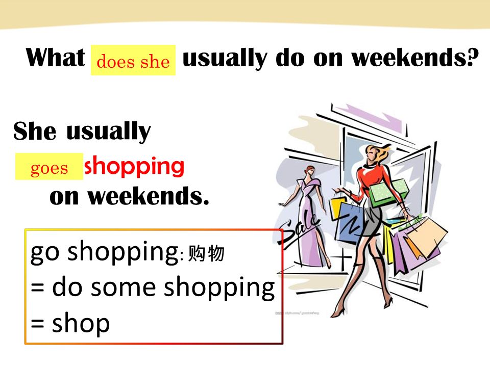 When at the weekends she. Do shopping или go shopping. Weekends или weekend разница. In the weekend или on the weekend. What do you do on weekend.