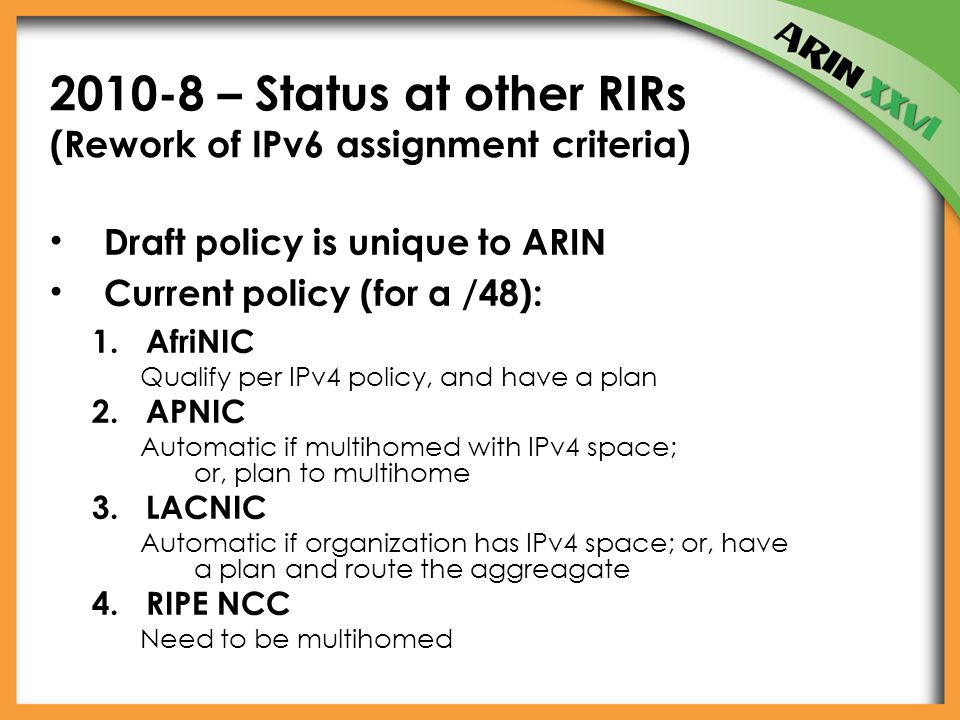 ripe ipv6 assignment policy