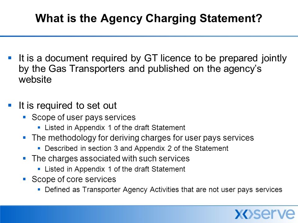 What is the Agency Charging Statement.