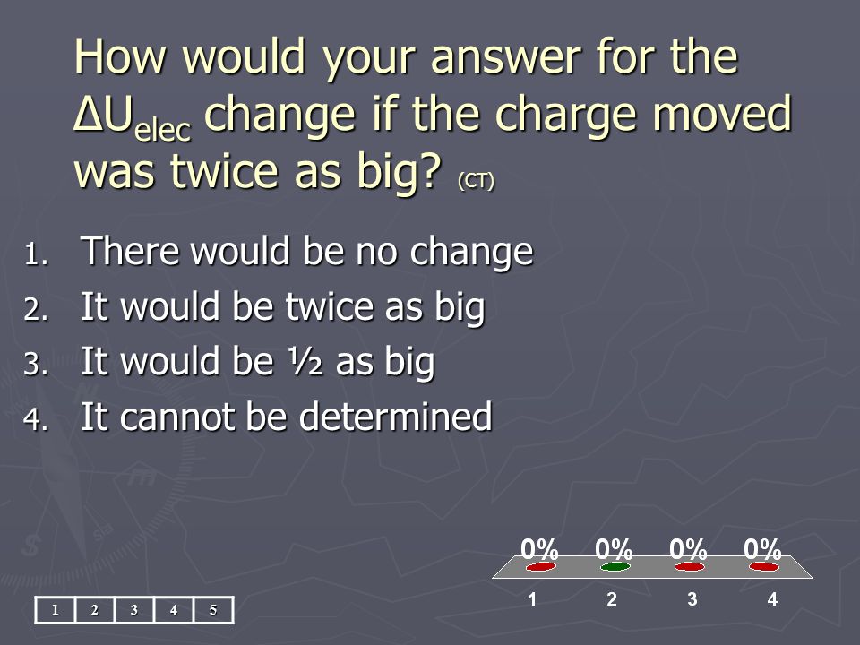 How would your answer for the ΔU elec change if the charge moved was twice as big.