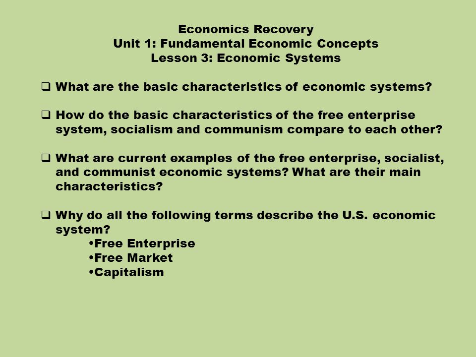 list three characteristics of the free enterprise system