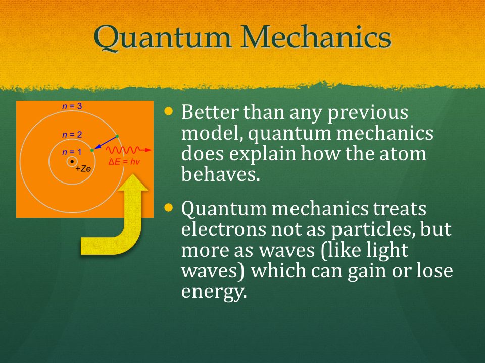 Quantum Mechanics Better than any previous model, quantum mechanics does explain how the atom behaves.
