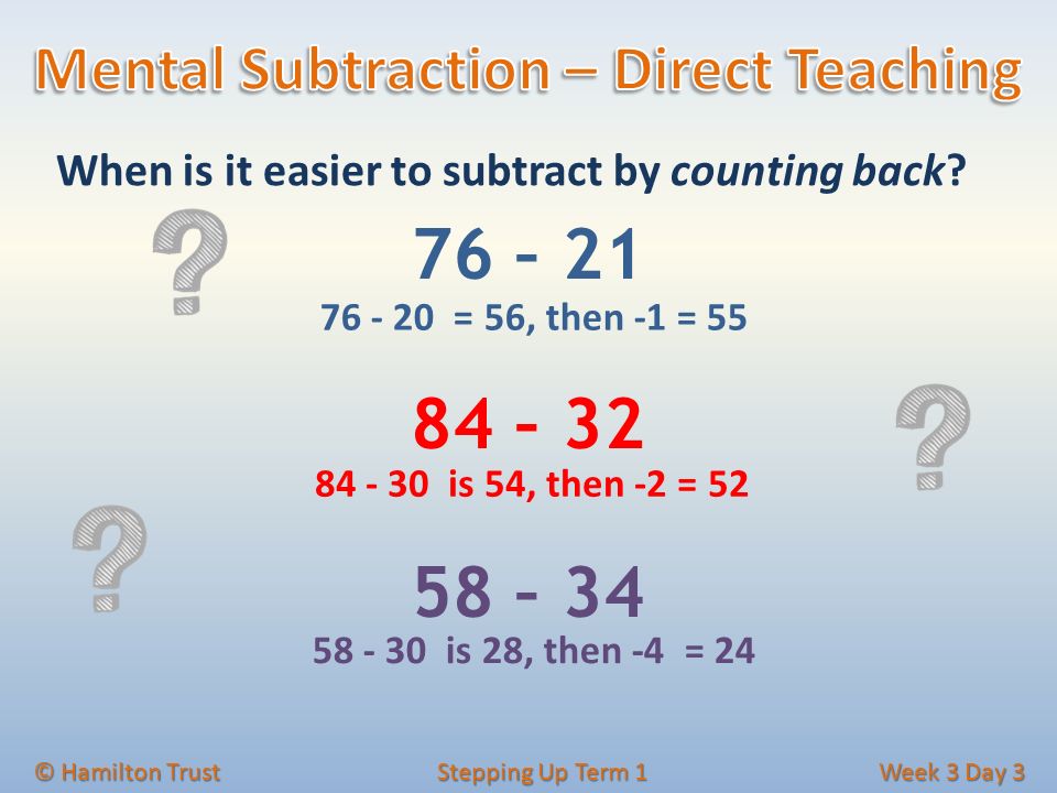 When is it easier to subtract by counting back.