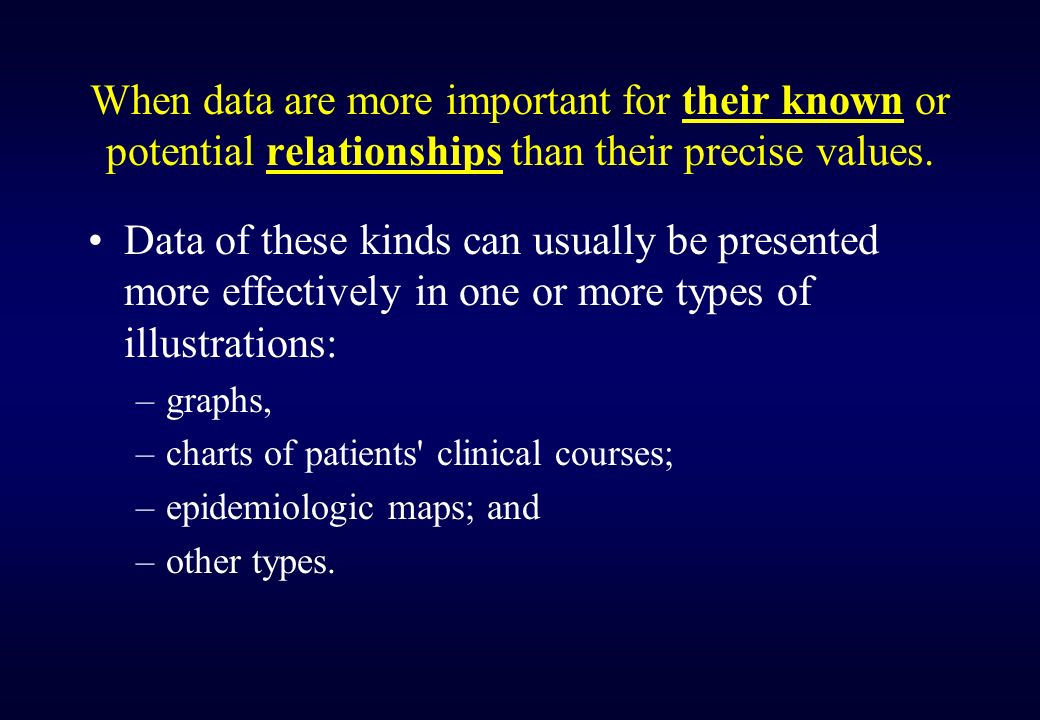 When data are more important for their known or potential relationships than their precise values.