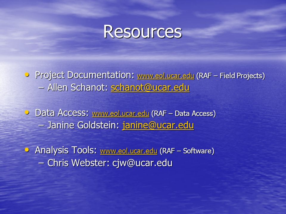 VOCALS NSF C-130 Data Assessment Report. Resources Project ...