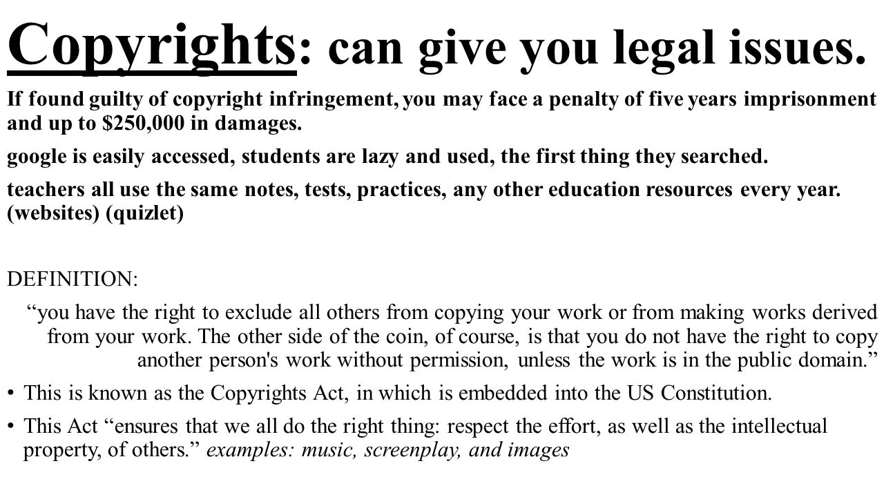legal and ethical issues: plagiarism & copyrights for students