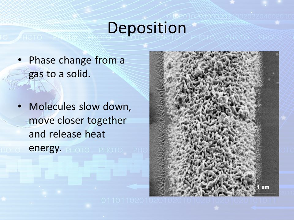 deposition phase change from a gas to a solid