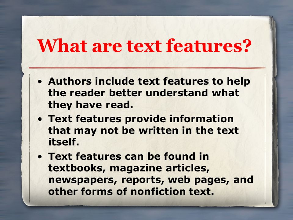 What are text features.