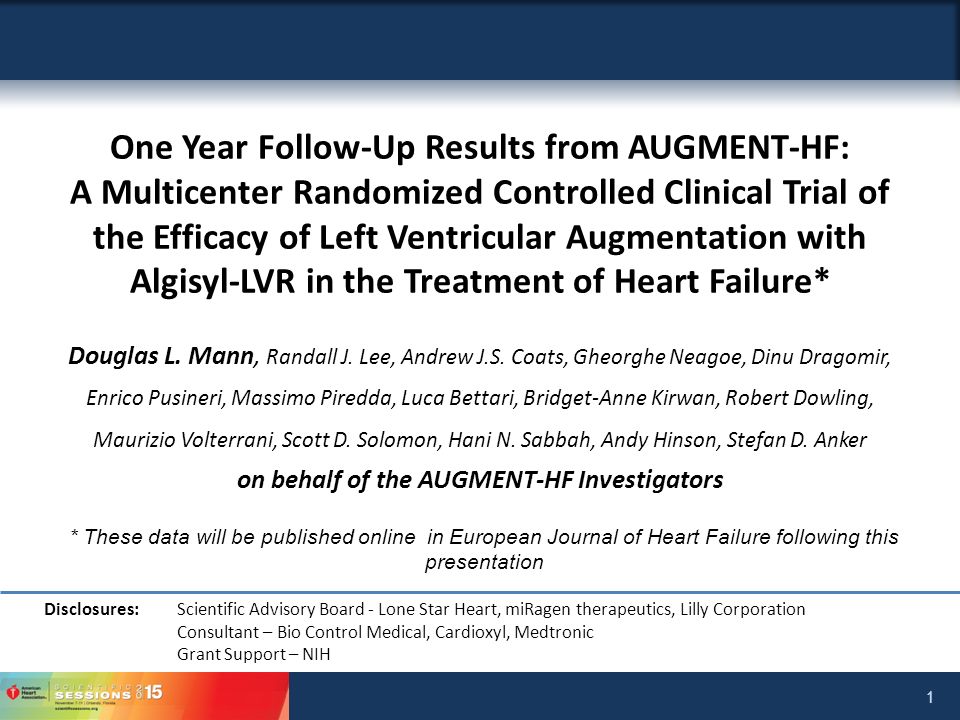 1 One Year Follow Up Results From AUGMENT HF A Multicenter Randomized 1-one-year-follow-up-results-from-augment-hf-a-multicenter-randomized