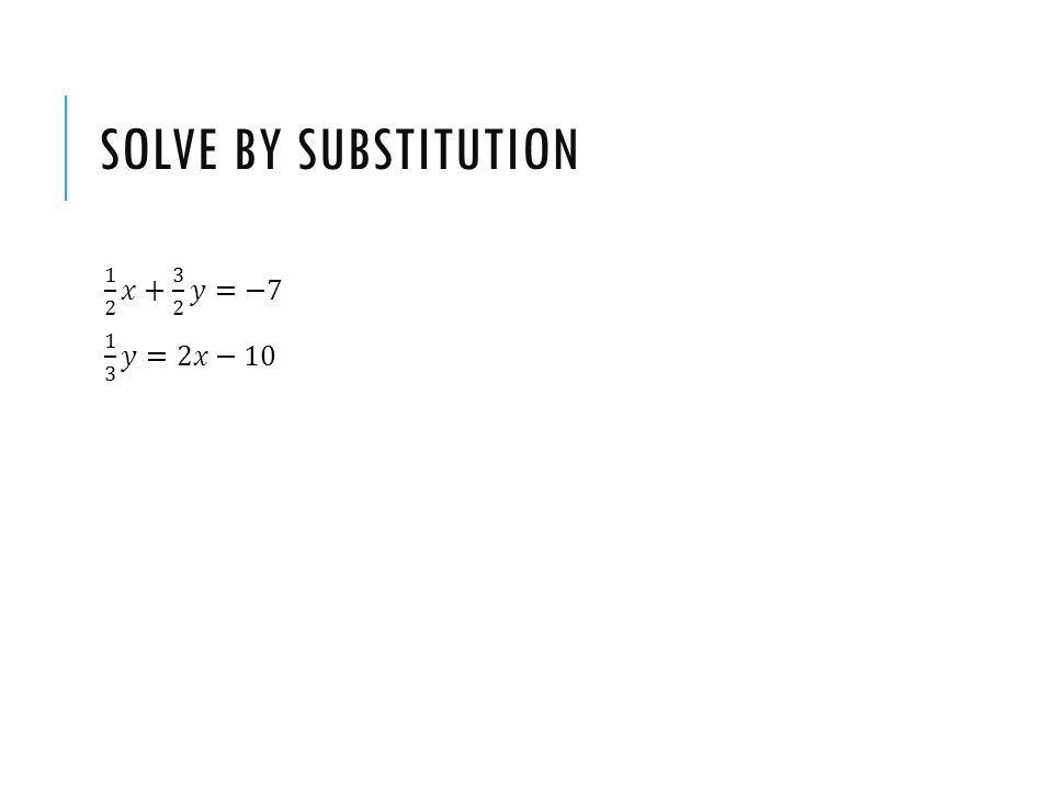 SOLVE BY SUBSTITUTION