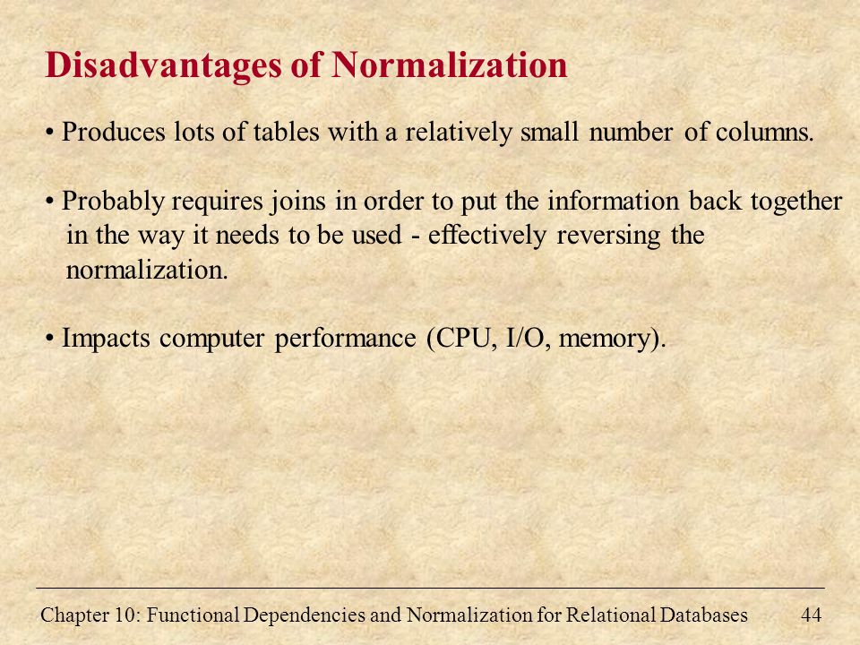 disadvantages of normalization