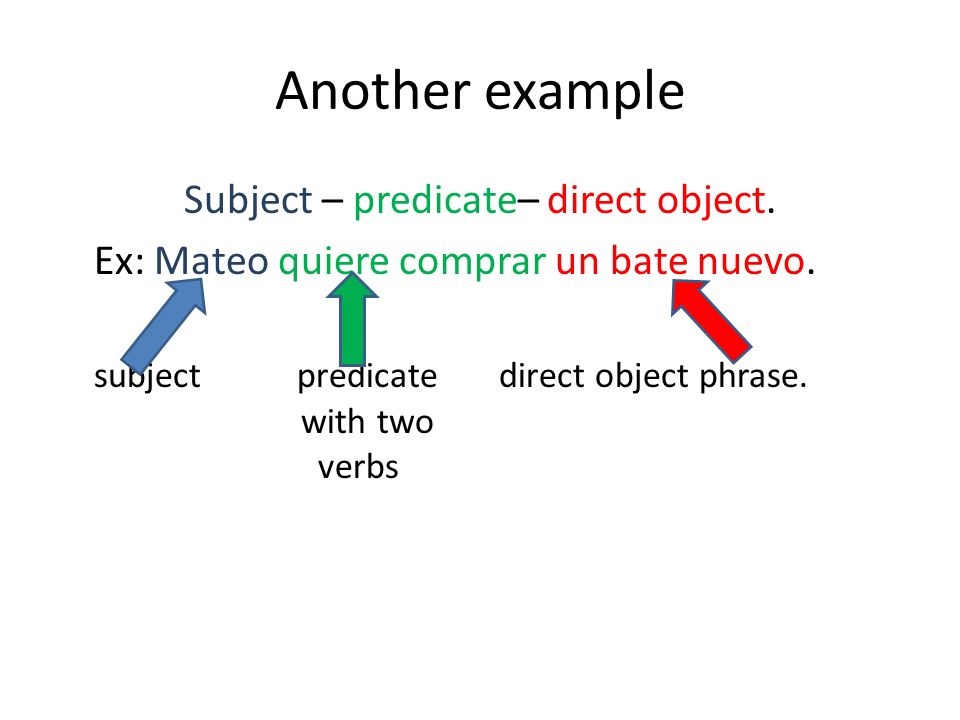 Another example Subject – predicate– direct object.