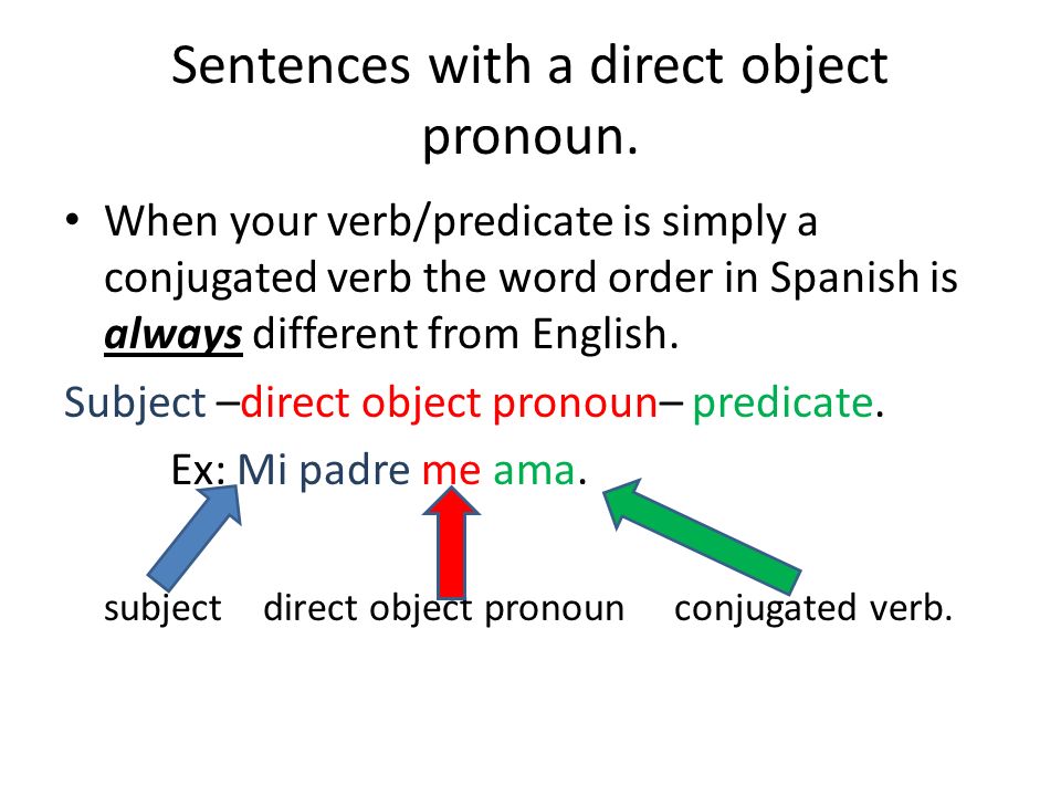 Sentences with a direct object pronoun.