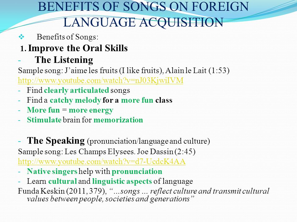 Reinforcing The Learning And Teaching Through Songs A French Language Case Study Patchani Patabadi Binghamton University September 28 Ppt Download
