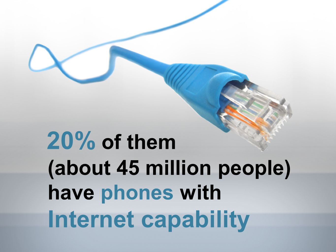 20% of them (about 45 million people) have phones with Internet capability