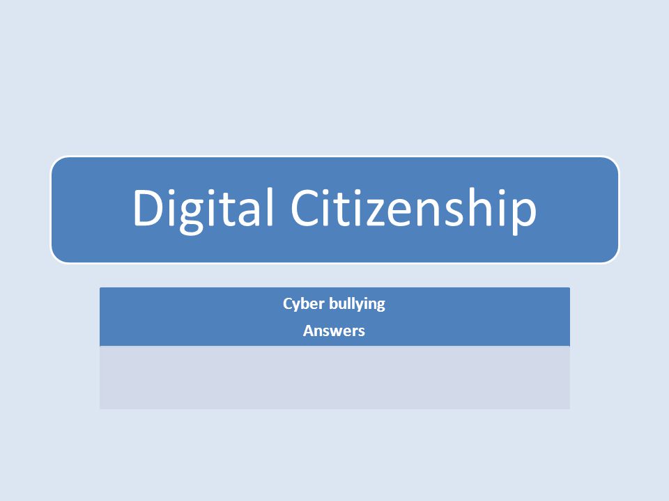 Digital Citizenship Cyber bullying Answers