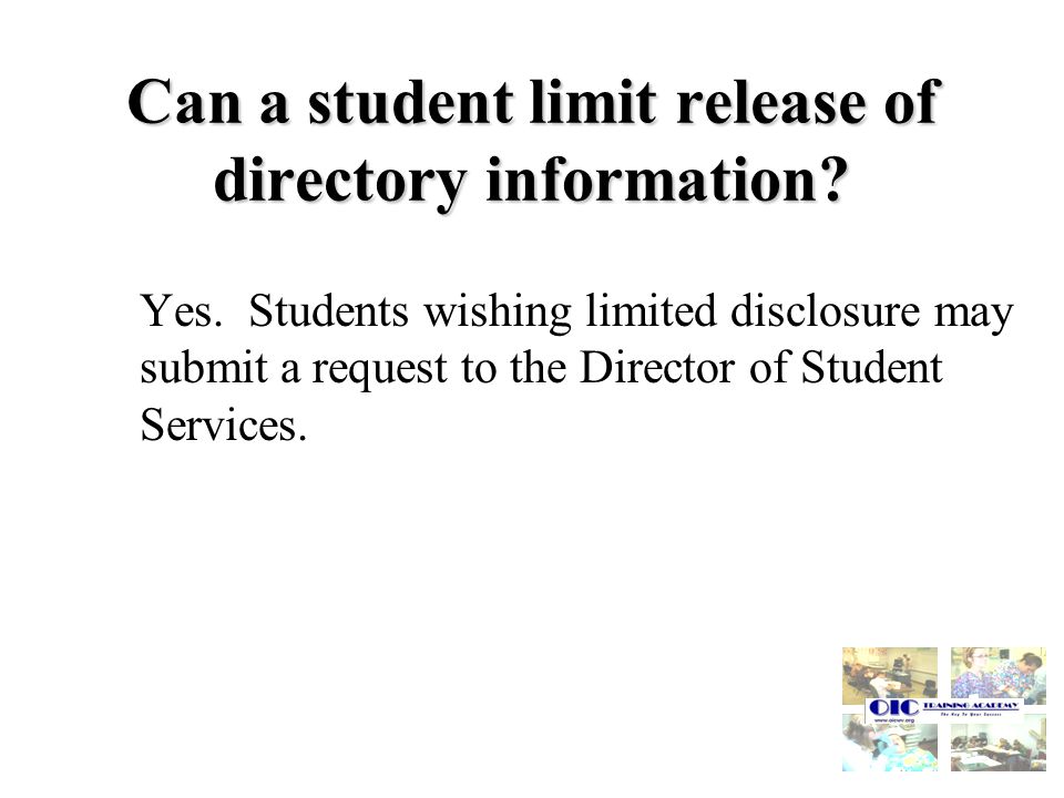 Can a student limit release of directory information.