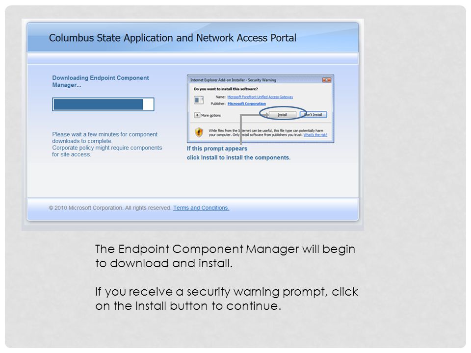 The Endpoint Component Manager will begin to download and install.
