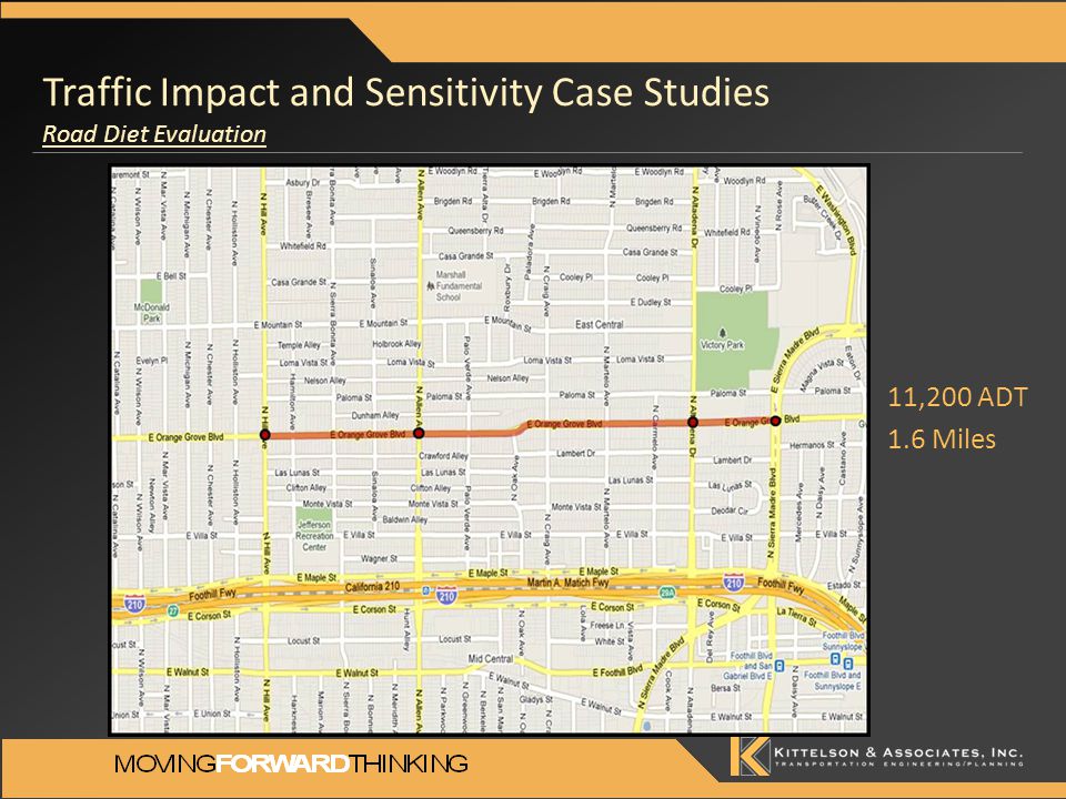 Traffic Impact and Sensitivity Case Studies Road Diet Evaluation 11,200 ADT 1.6 Miles