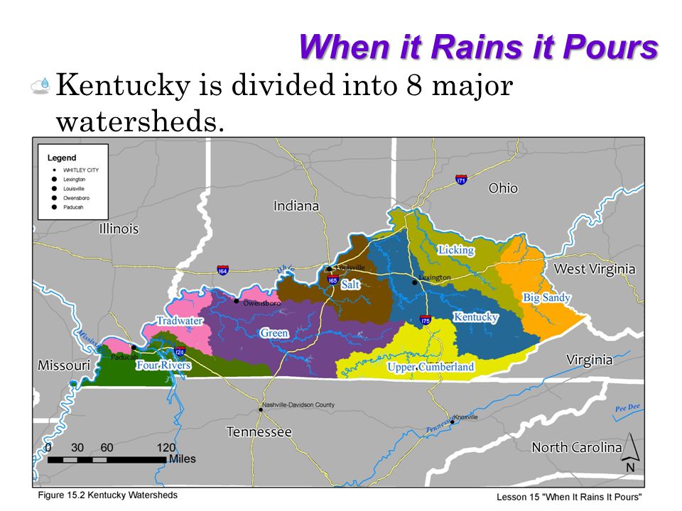 When it Rains it Pours Kentucky is divided into 8 major watersheds.