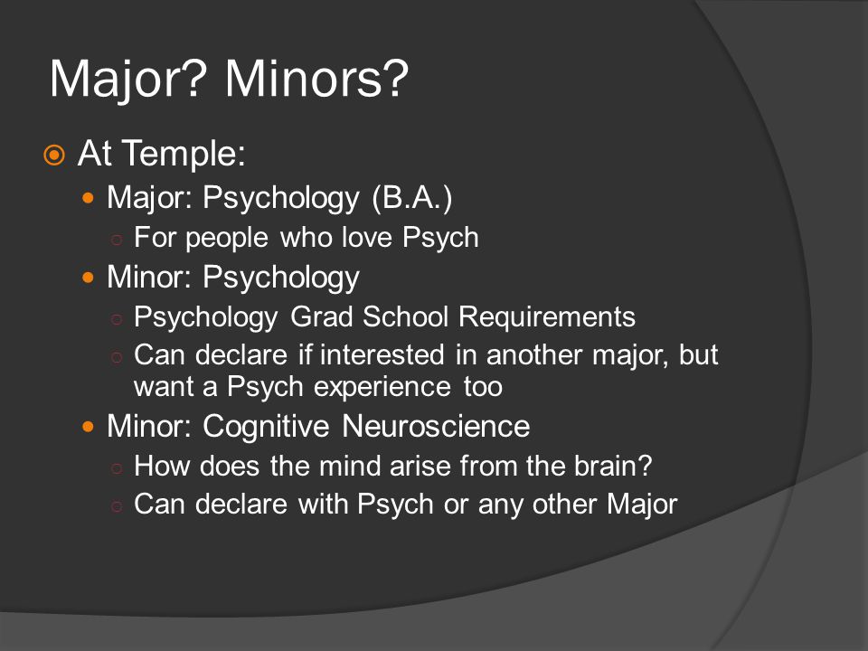Major. Minors.