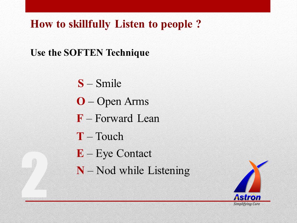 How to skillfully Listen to people .