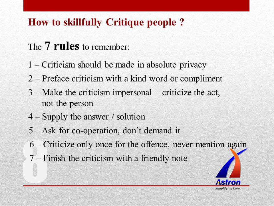 8 How to skillfully Critique people .