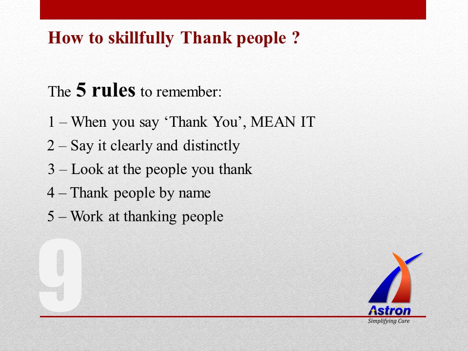 9 How to skillfully Thank people .