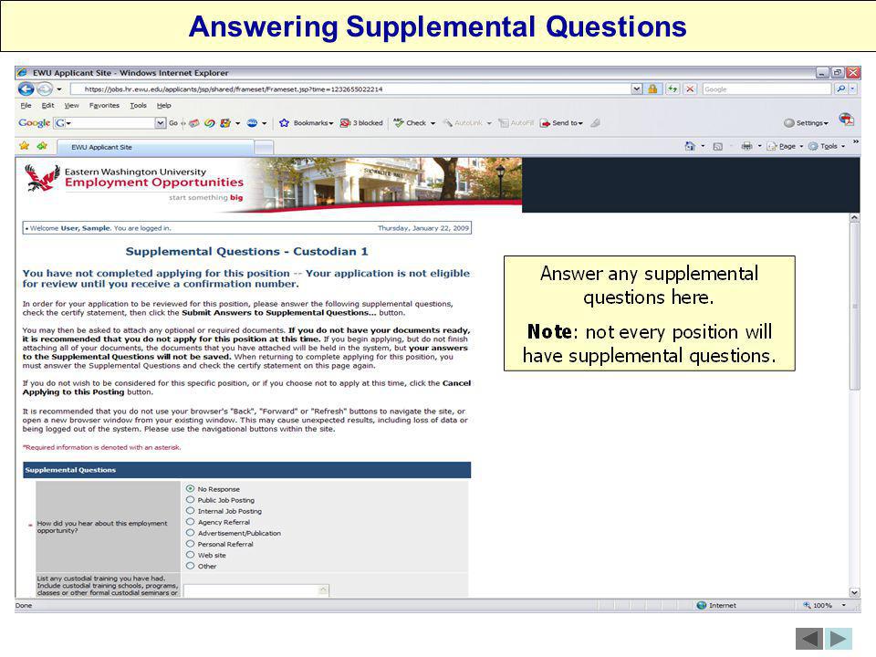 Answering Supplemental Questions