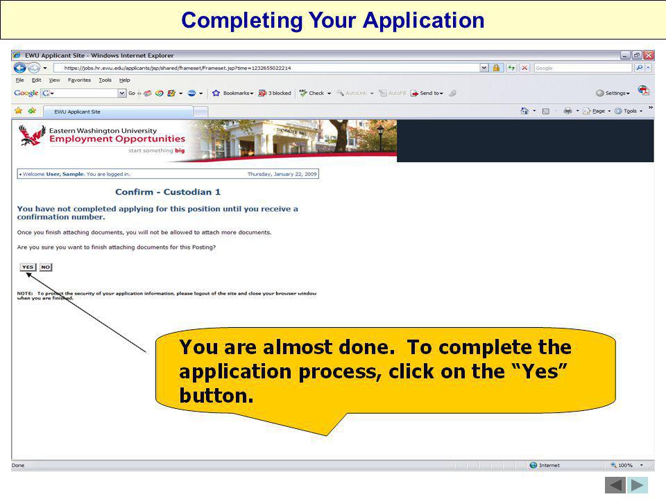 Completing Your Application